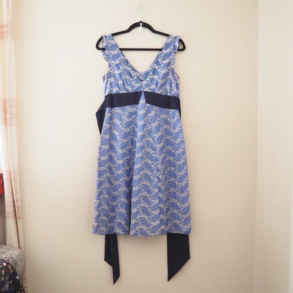 Anthropologie Lithe Blue Sleeveless Waterleaf Embroidered Dress sz 4 - Picture 3 of 7